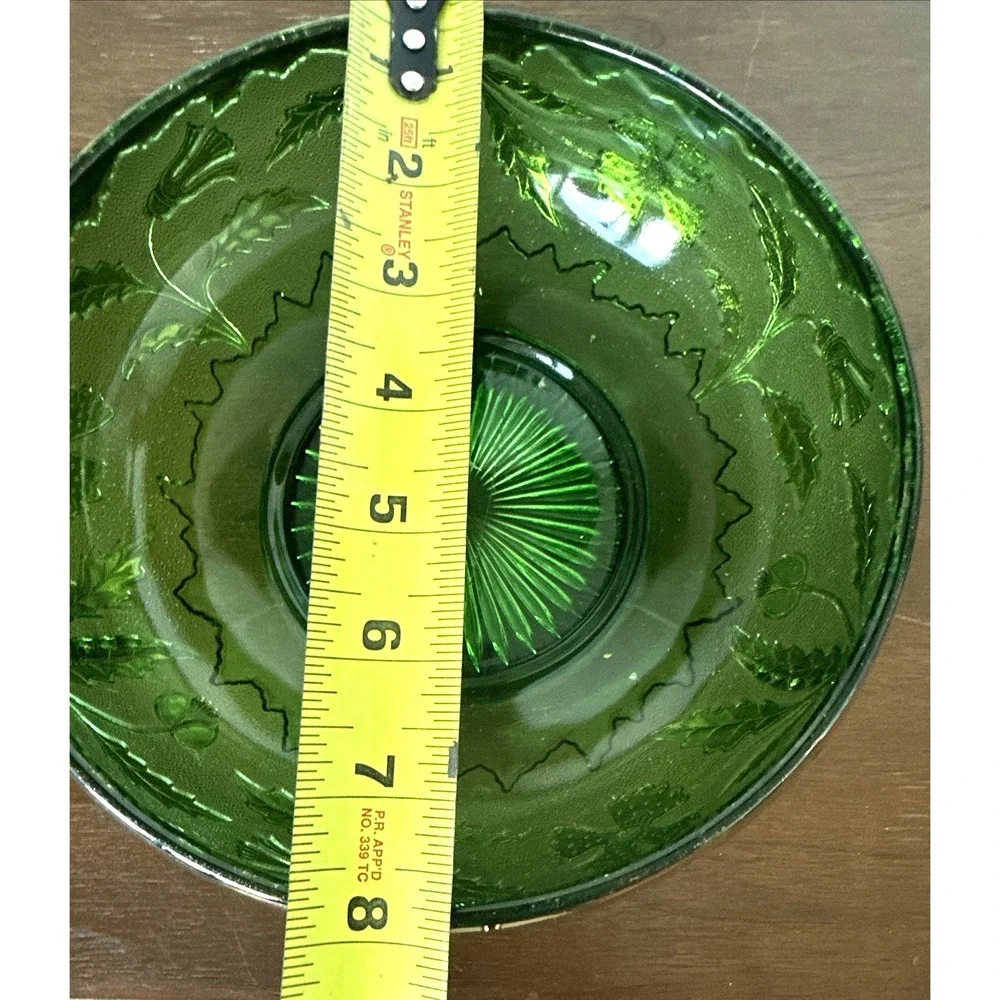 US Glass EAPG Delaware Serving Bowl Emerald Green Gold 8-1/8